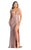 May Queen RQ7884 - Floral And Glittered Plunging V Neck Evening Gown Prom Dresses 2 / Rosegold