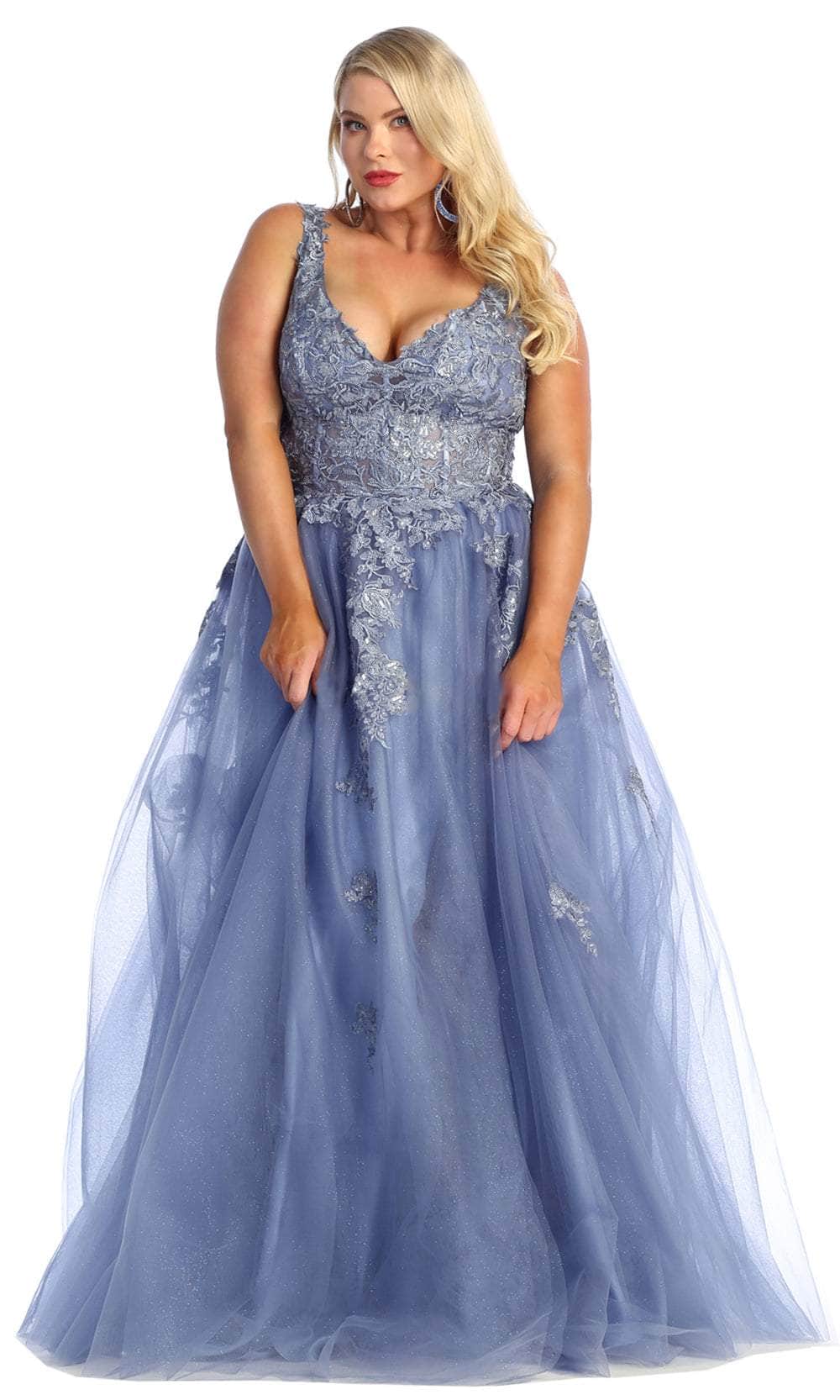 May Queen RQ7949 - Floral Embroidered Bodice Gown Couture Candy May Queen RQ7949 - Floral Embroidered Bodice Gown Couture Candy