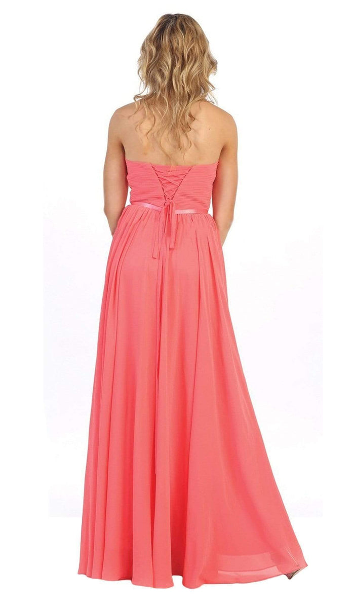 May Queen Strapless Ruched Sweetheart Chiffon Prom Dress Couture Candy