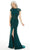 MGNY By Mori Lee - 72210 Beaded Lace Appliqued Mermaid Gown with Slit Mother of the Bride Dresses 2 / Emerald