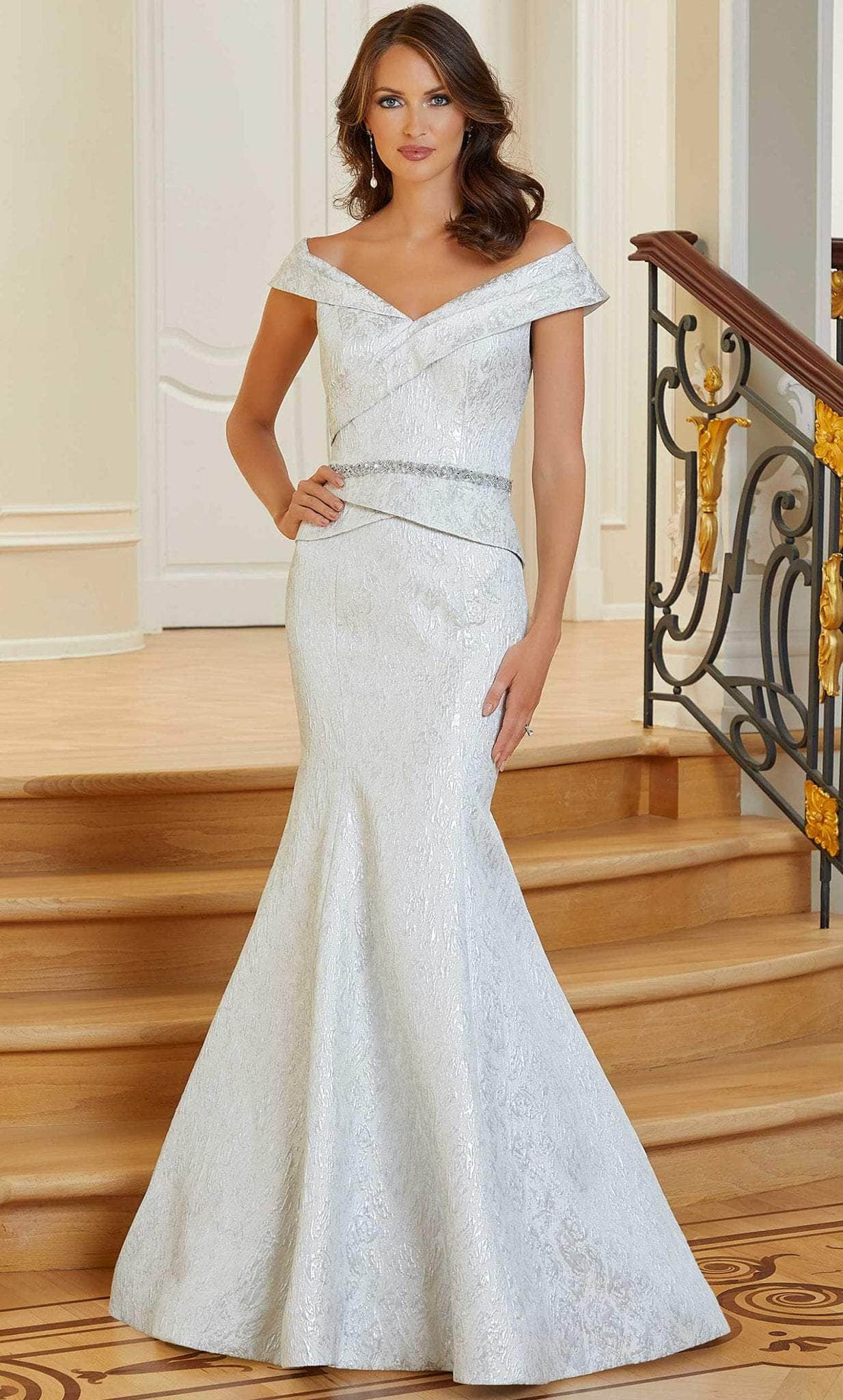 MGNY By Mori Lee 72701 - Brocade Mermaid Peplum Gown MGNY By Mori Lee 72701 - Brocade Mermaid Peplum Gown