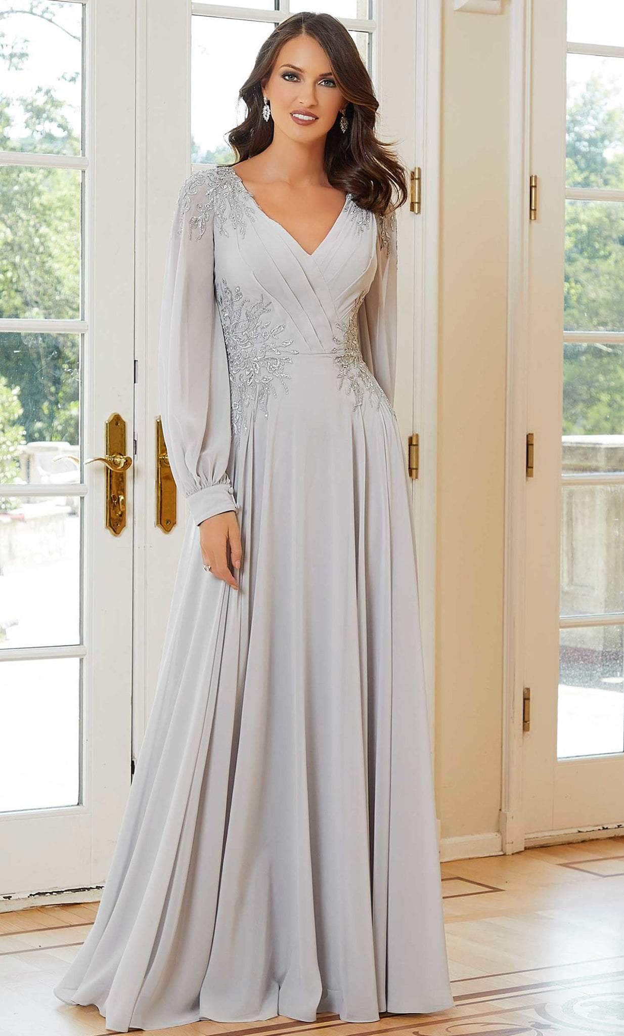 MGNY By Mori Lee 72717 - Bishop Sleeved Formal Dress 4 / Silver - Shop MGNY By Mori Lee dresses on Couture Candy at CoutureCandy.com MGNY By Mori Lee 72717 - Bishop Sleeved Formal Dress 4 / Silver - Shop MGNY By Mori Lee dresses on Couture Candy at CoutureCandy.com