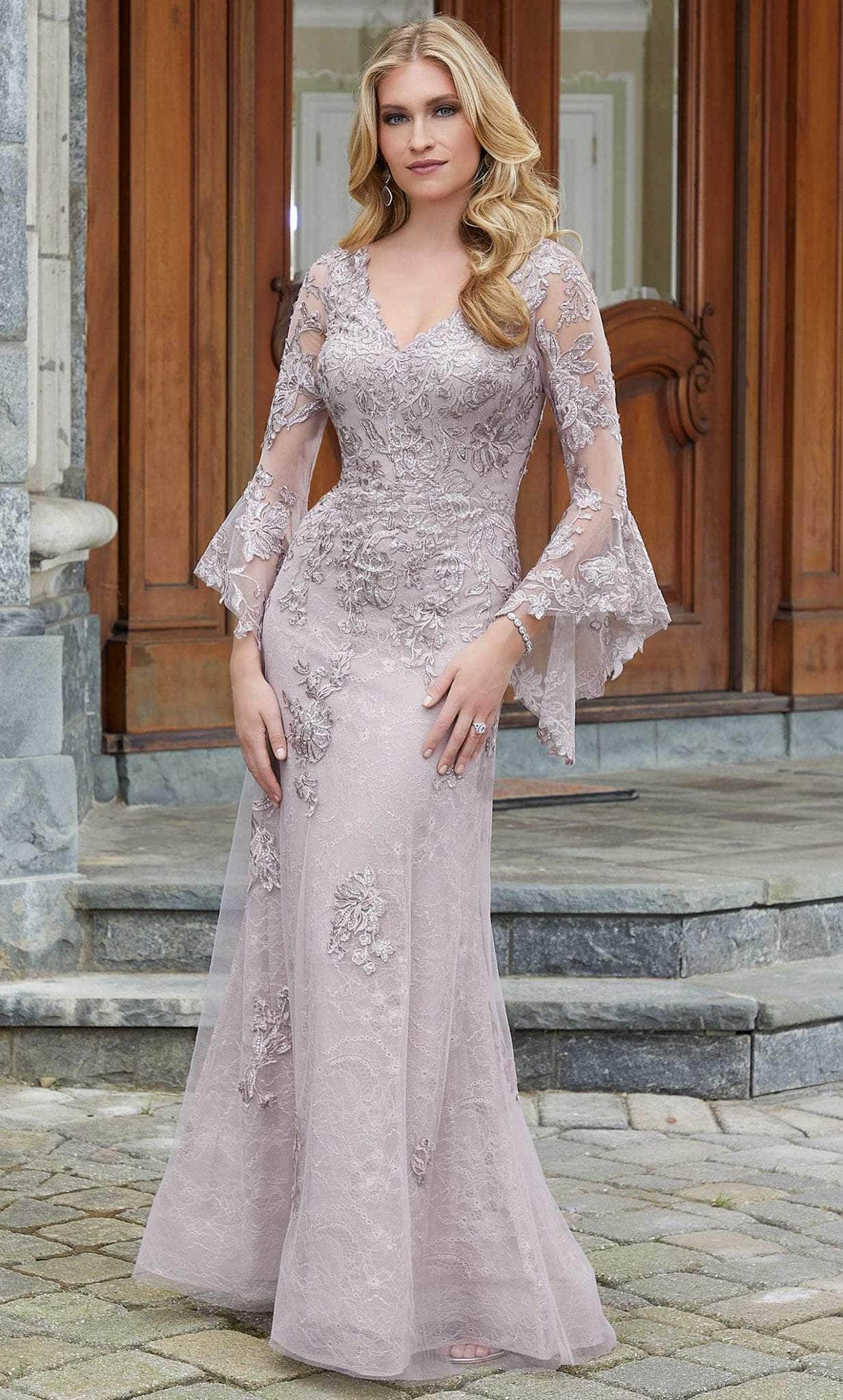 MGNY By Mori Lee 72719 Square Neck Embroidered Sheath Gown