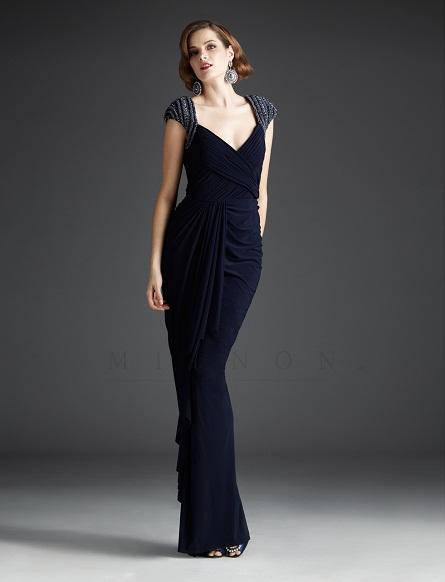 MIGNON - V-Neckline Ruched Long Dress VM650 Couture Candy MIGNON - V-Neckline Ruched Long Dress VM650 Couture Candy