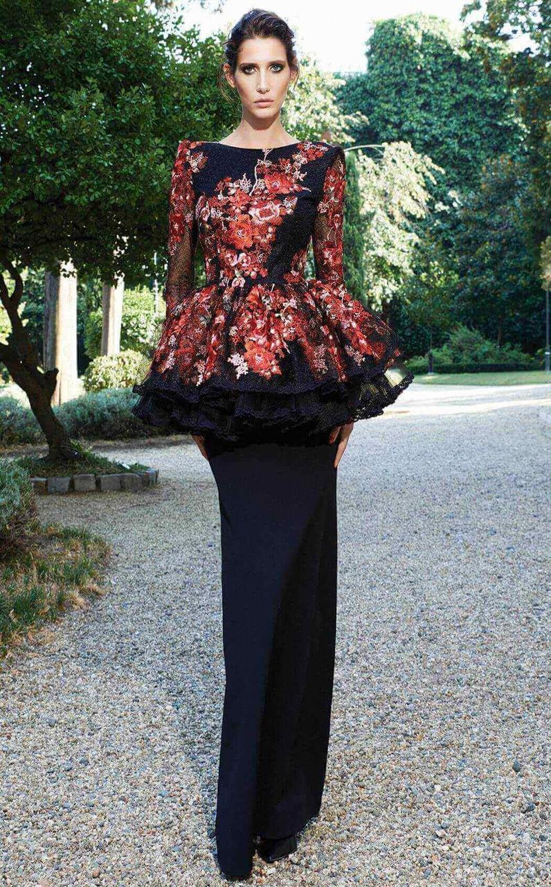 MNM Couture - Floral Lace Long Sleeve Sheath Dress N0125  Couture Candy