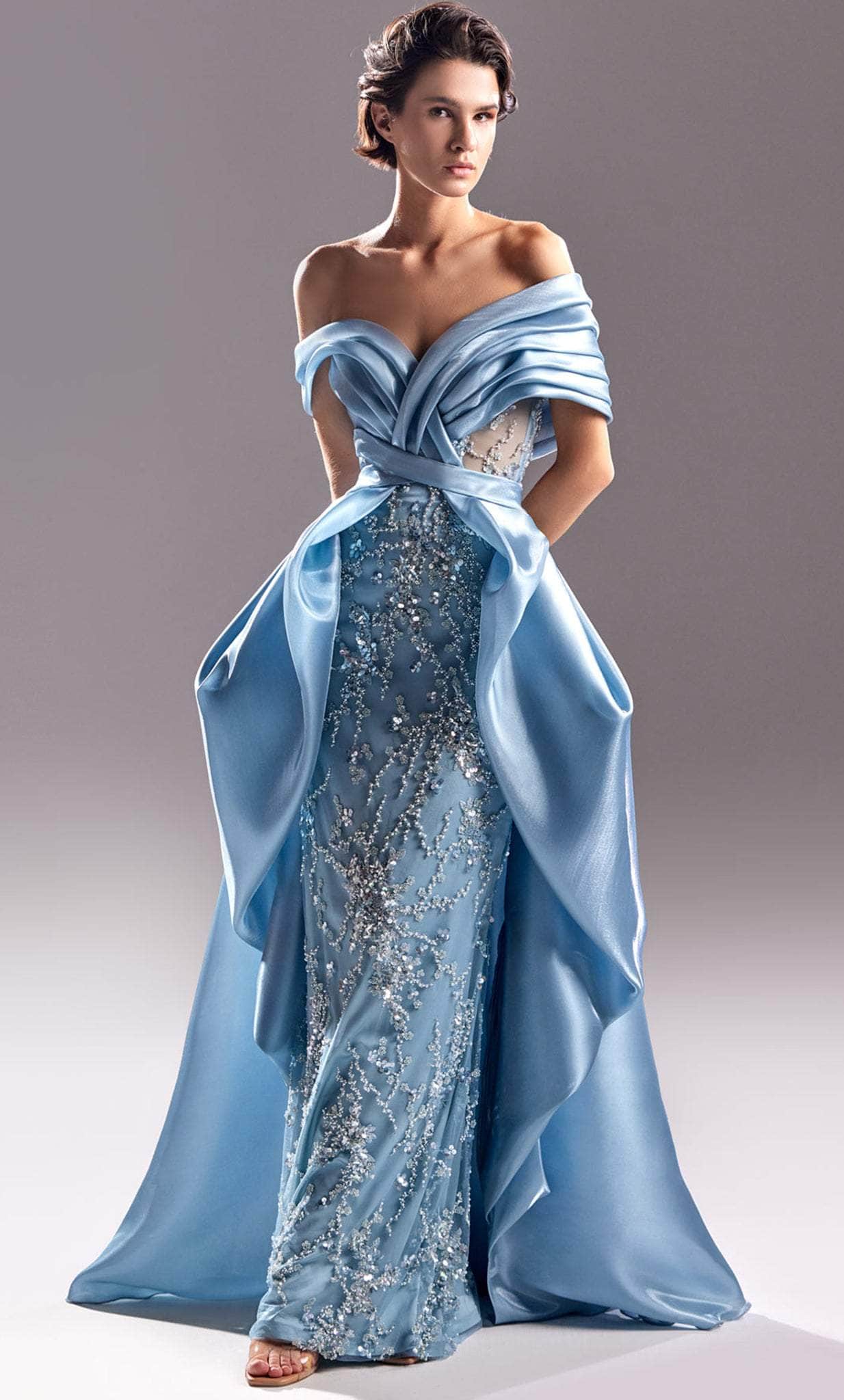 MNM Couture G1525 - Off-Shoulder Pleated Detail Evening Gown Couture Candy MNM Couture G1525 - Off-Shoulder Pleated Detail Evening Gown Couture Candy