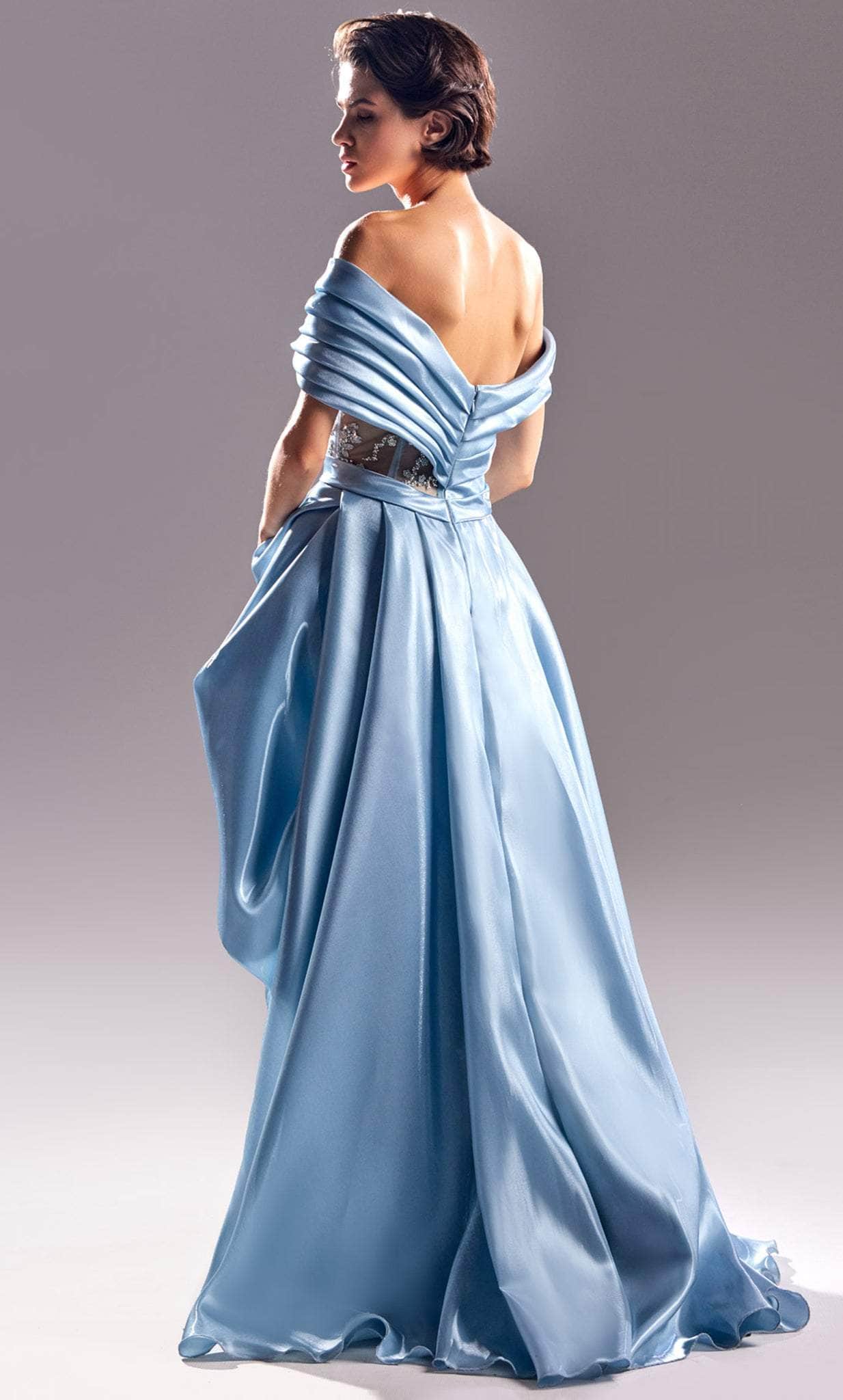 MNM Couture G1525 - Off-Shoulder Pleated Detail Evening Gown 10 / Blue - Shop MNM Couture dresses on Couture Candy at CoutureCandy.com MNM Couture G1525 - Off-Shoulder Pleated Detail Evening Gown 10 / Blue - Shop MNM Couture dresses on Couture Candy at CoutureCandy.com
