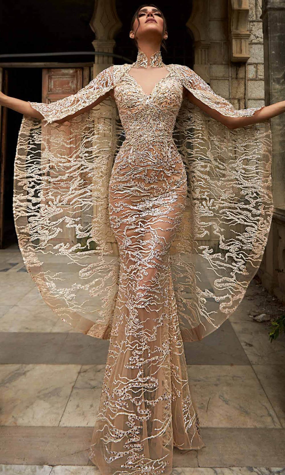 trumpet cocktail dress Sherri Hill 56901 - Long Chiffon Trumpet Dress