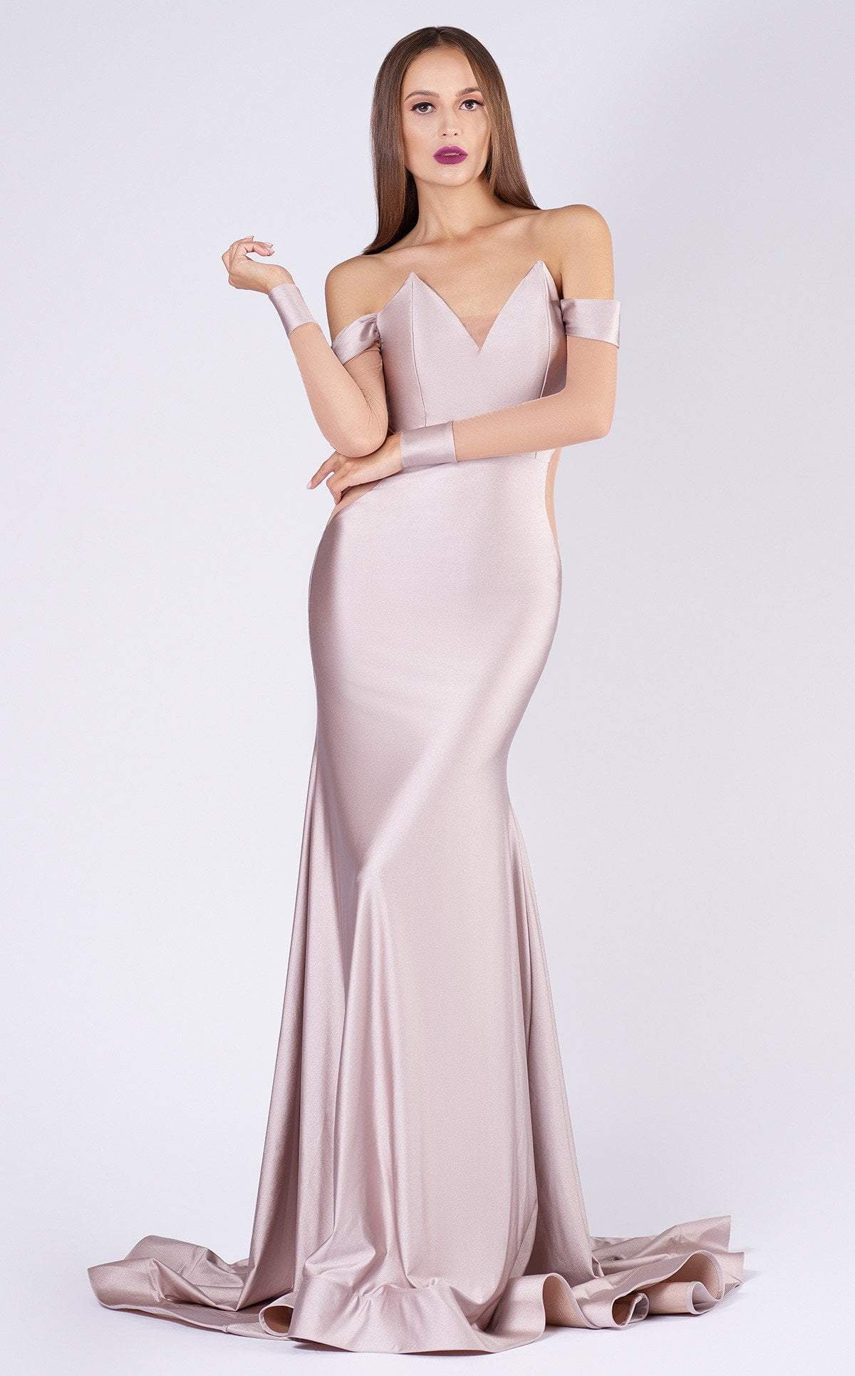MNM Couture - L0044S V Neckline Illusion Long Sleeves Evening Gown M / Silver - Shop MNM Couture Dresses On Couture Candy at CoutureCandy.com MNM Couture - L0044S V Neckline Illusion Long Sleeves Evening Gown M / Silver - Shop MNM Couture Dresses On Couture Candy at CoutureCandy.com