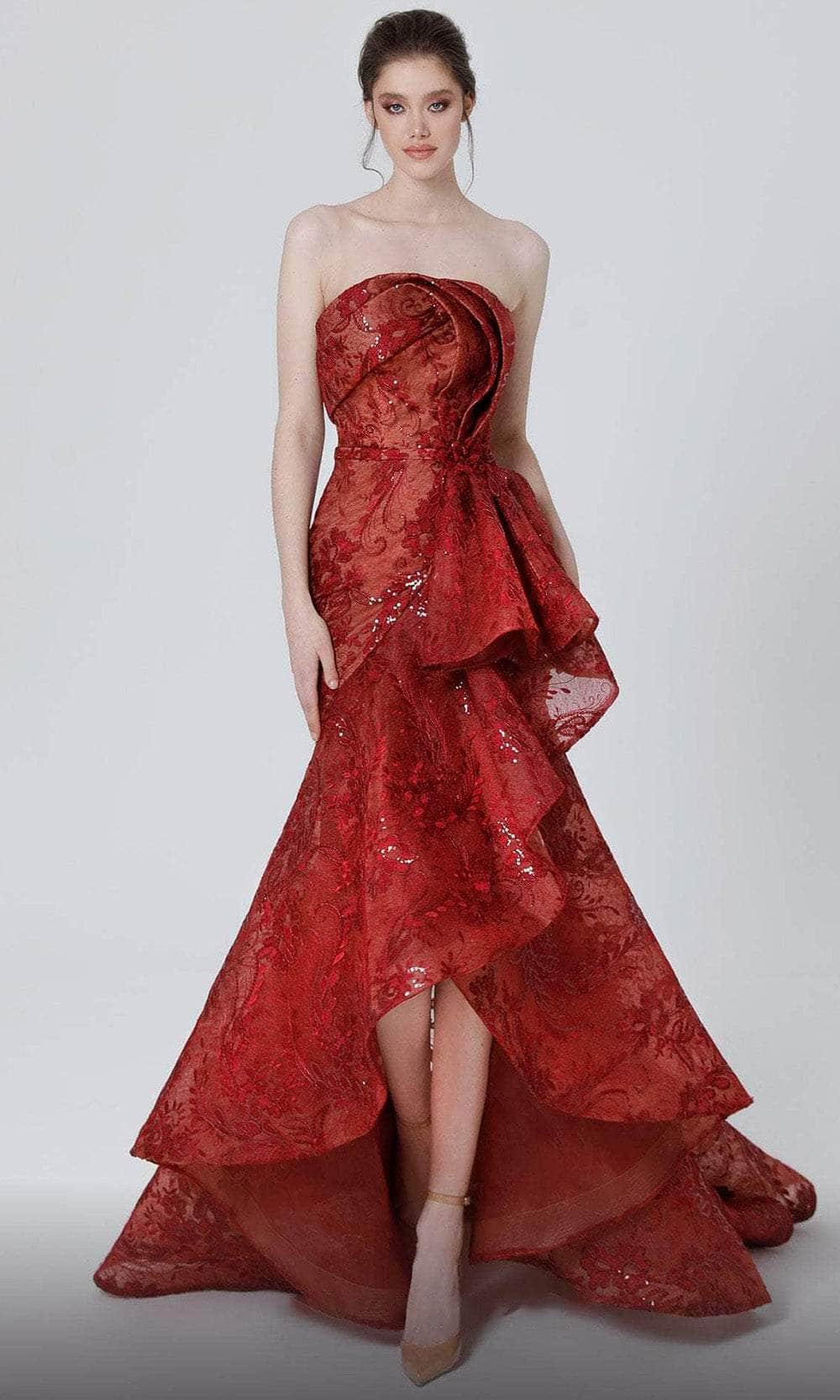 MNM Couture N0468 - Applique High Low Evening Dress Couture Candy MNM Couture N0468 - Applique High Low Evening Dress Couture Candy