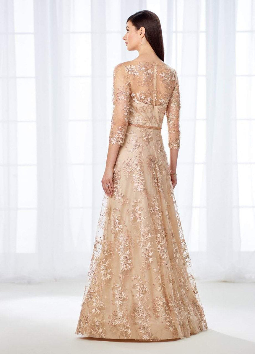 Mon Cheri - Quarter Length Sleeves Beaded Sweetheart Dress 210996
