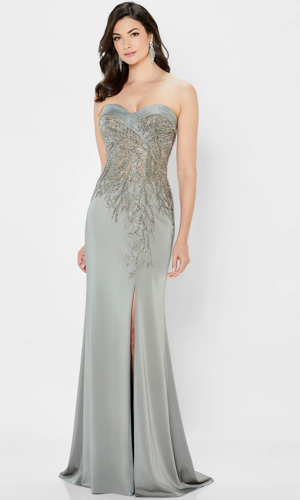 fitted lace wedding dress Montage by Mon Cheri 122909 - Stretch Crepe Fitted Gown 6 / Taupe