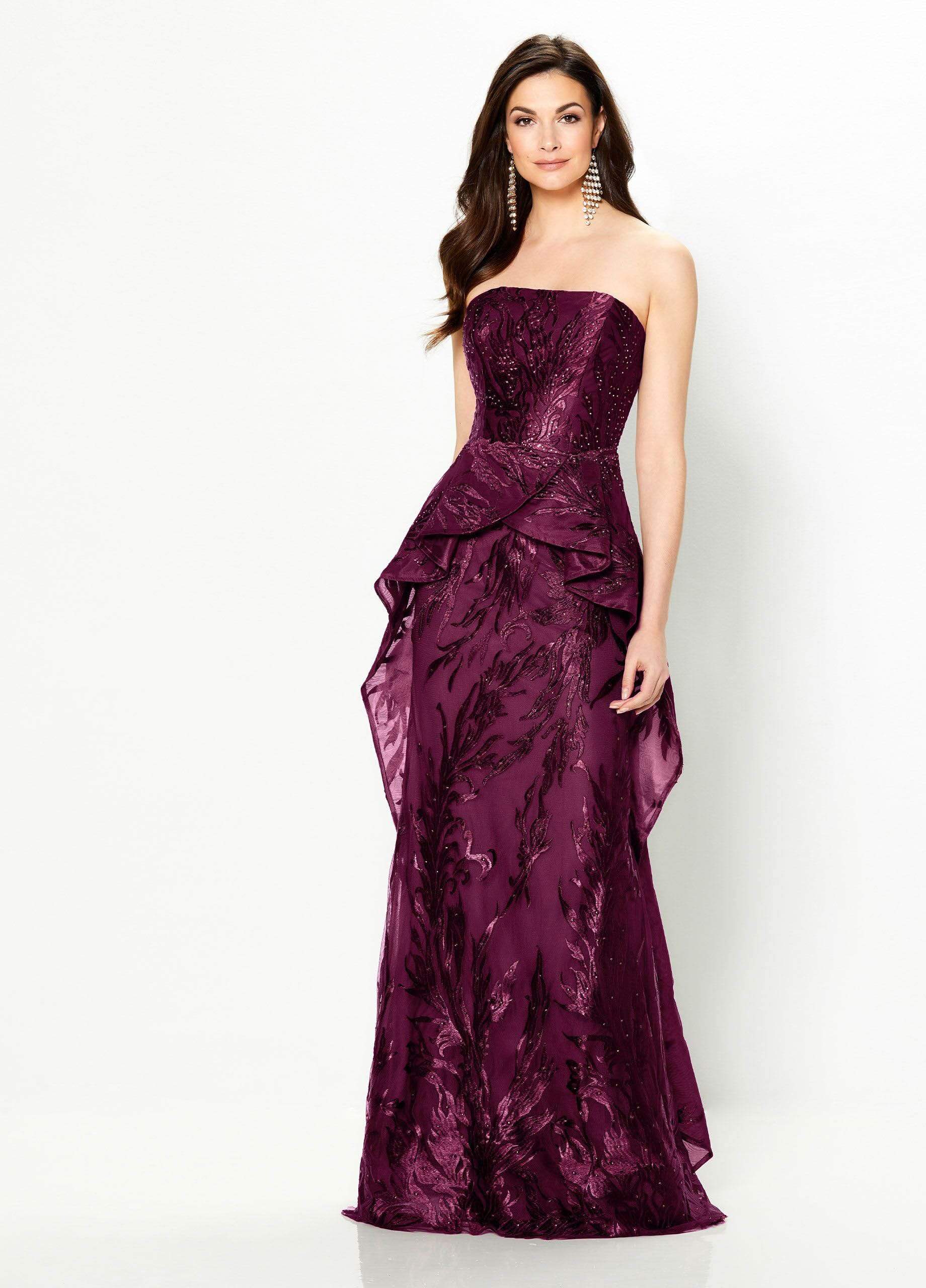 strapless open back dress Fuchsia Power Sleeve Gown 2 main image 0