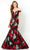 Montage by Mon Cheri - 220952 Floral Deep Off-Shoulder Gown Evening Dresses 4 / Red/Silver/Black
