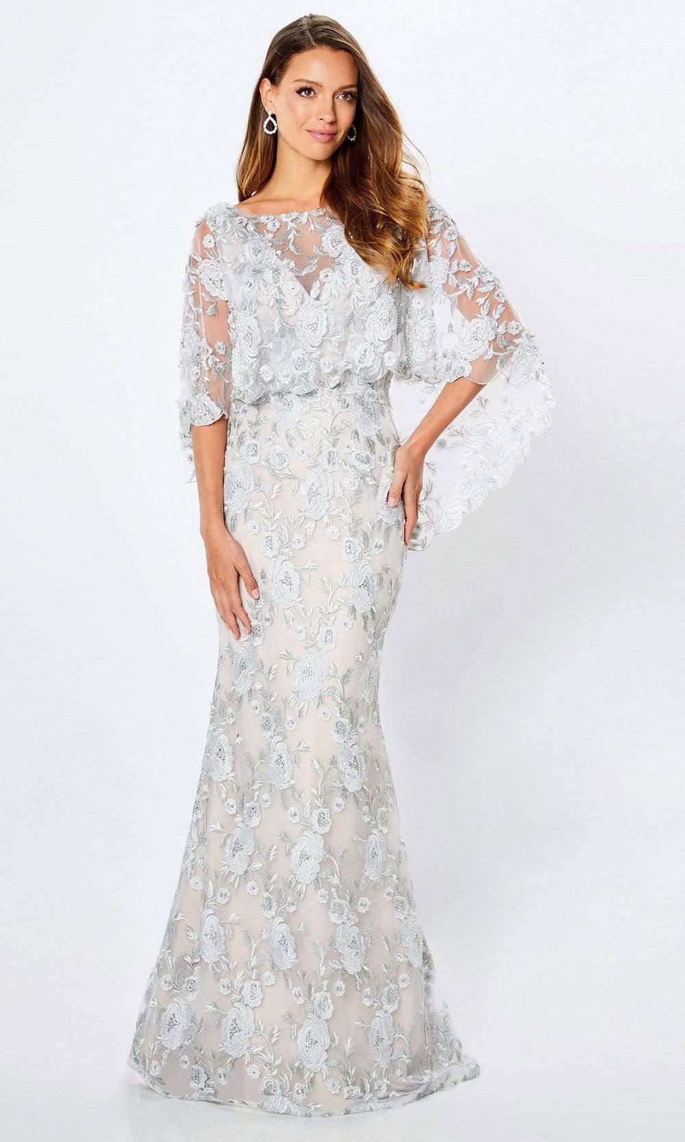 Montage by Mon Cheri - 221962 Scoop Back Embroidered Poncho Dress 6 / Silver/Nude - Shop Montage by Mon Cheri dresses on Couture Candy at Montage by Mon Cheri - 221962 Scoop Back Embroidered Poncho Dress 6 / Silver/Nude - Shop Montage by Mon Cheri dresses on Couture Candy at