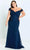 Montage by Mon Cheri 221964W - Laced Sleeves Formal Gown Evening Dresses 16W / Navy