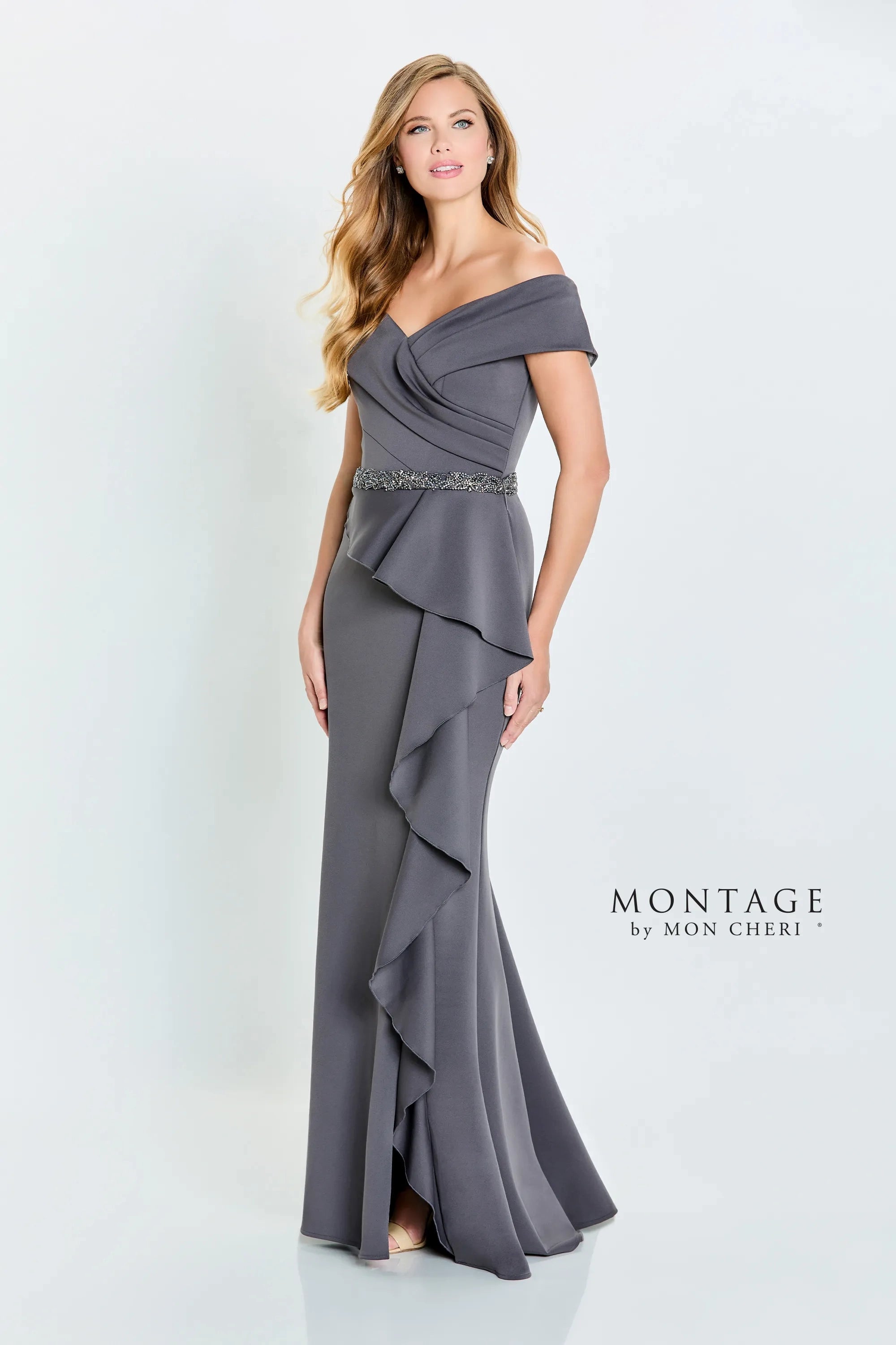 Montage by Mon Cheri 221976W - Ruffle Draped Evening Gown 22W / Charcoal - Shop Montage by Mon Cheri dresses on Couture Candy at CoutureCandy.com Montage by Mon Cheri 221976W - Ruffle Draped Evening Gown 22W / Charcoal - Shop Montage by Mon Cheri dresses on Couture Candy at CoutureCandy.com