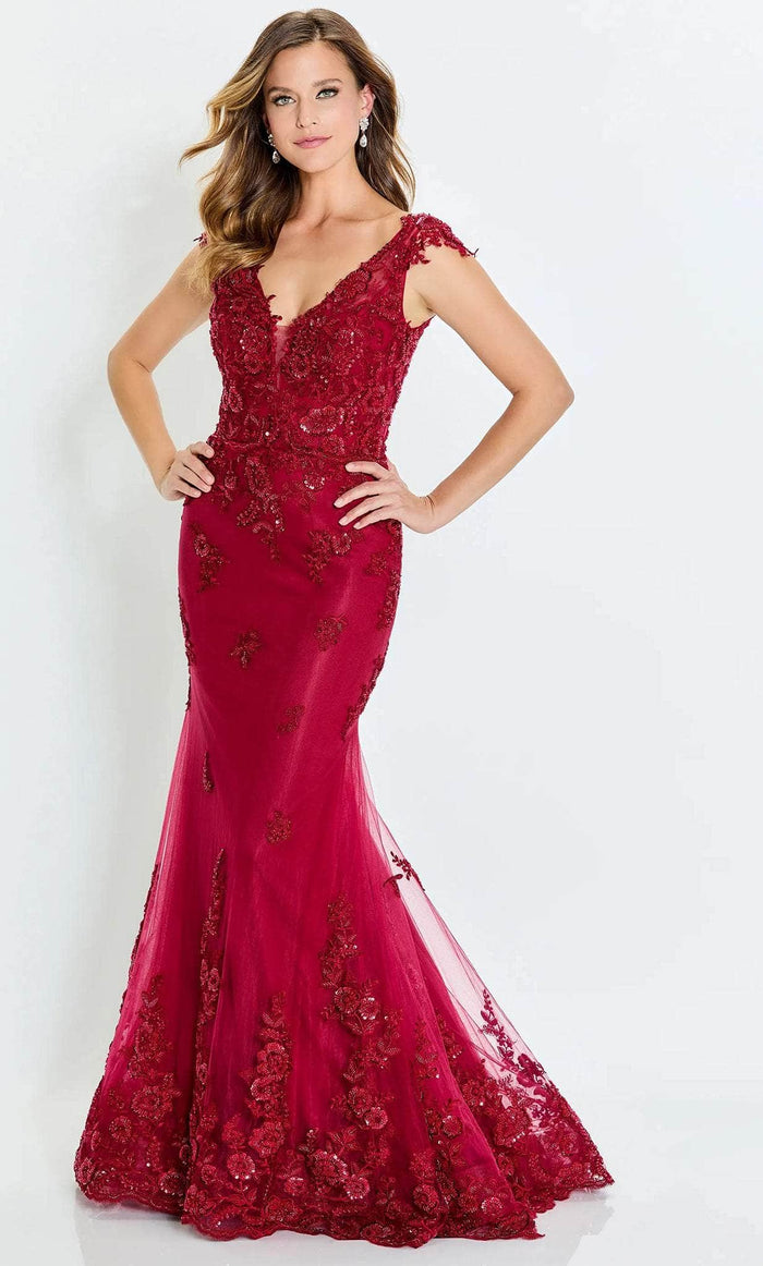 Montage by Mon Cheri M534 - Beaded Tulle Formal Gown Evening Dresses 4 / Bordeaux