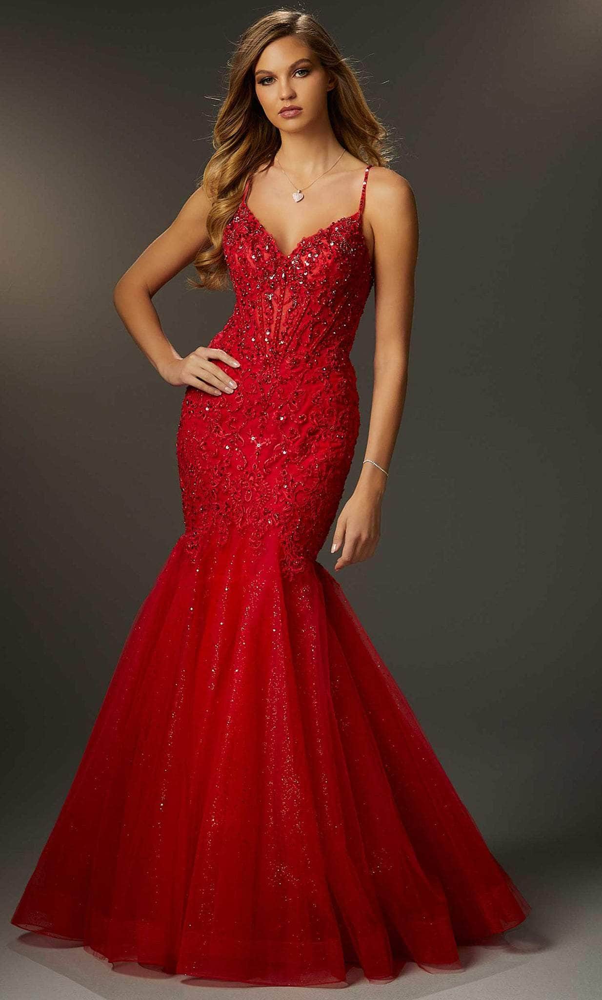 Mori Lee 48032 - Lace Applique Sleeveless Prom Dress Mori Lee 48032 - Lace Applique Sleeveless Prom Dress