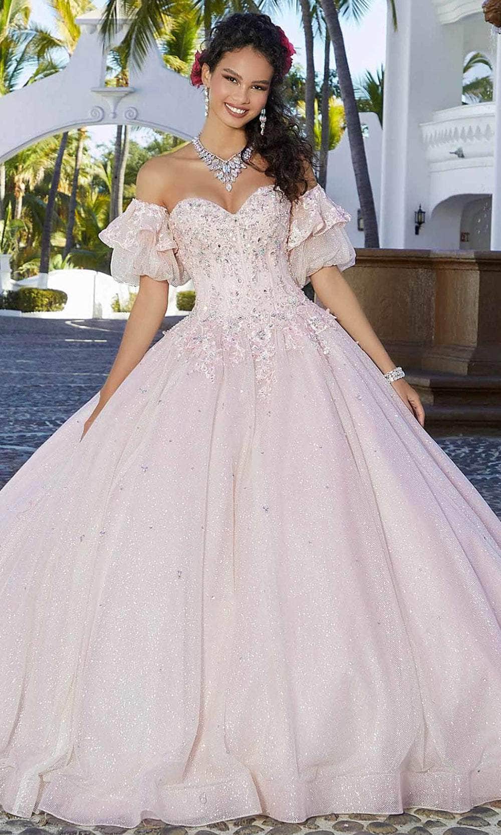 Mori Lee 60164 - Detachable Sleeve Glittered Ballgown Couture Candy Mori Lee 60164 - Detachable Sleeve Glittered Ballgown Couture Candy