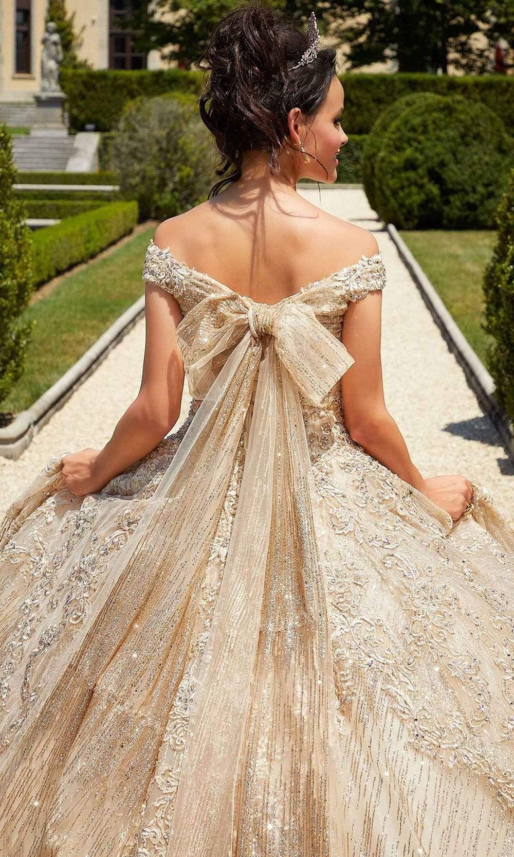 Mori Lee - 89302 Off Shoulder Rhinestone Beaded Glitter Net Ballgown Mori Lee - 89302 Off Shoulder Rhinestone Beaded Glitter Net Ballgown