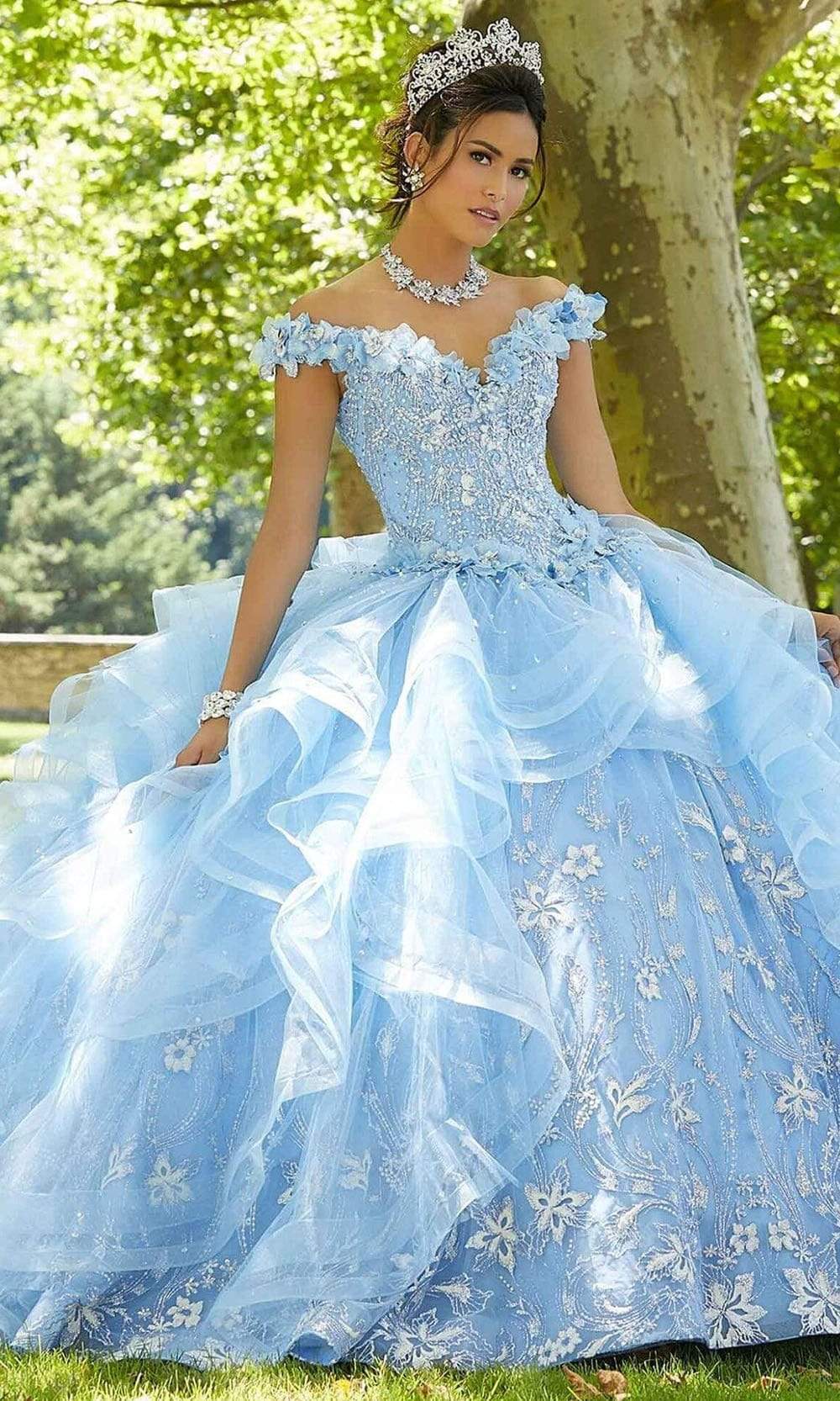 Mori Lee - 89303 Floral Applique Glitter Tulle Ballgown Mori Lee - 89303 Floral Applique Glitter Tulle Ballgown