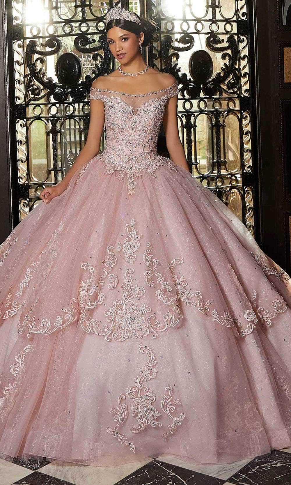 pink basque waist dress Basque Waist 3D Flowers Pink Tulle Beach Ball Gown