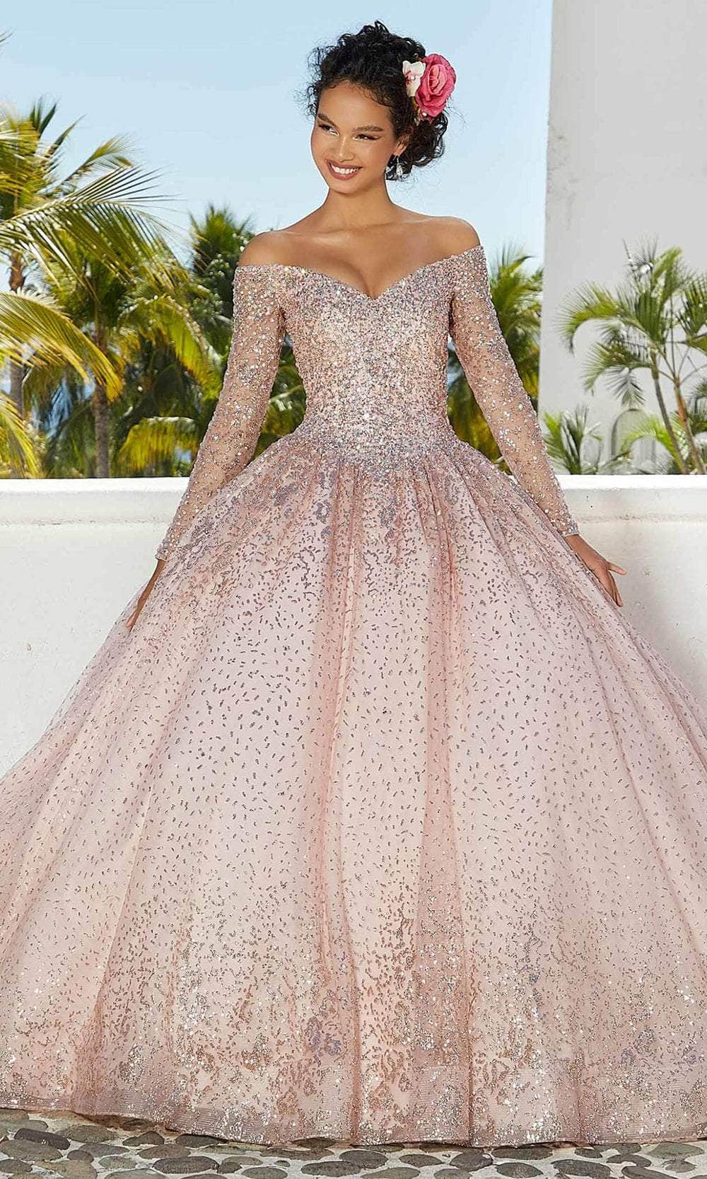 Lace Rose Gold Dresses For Quinceanera Princesa Wedding Dress Rose