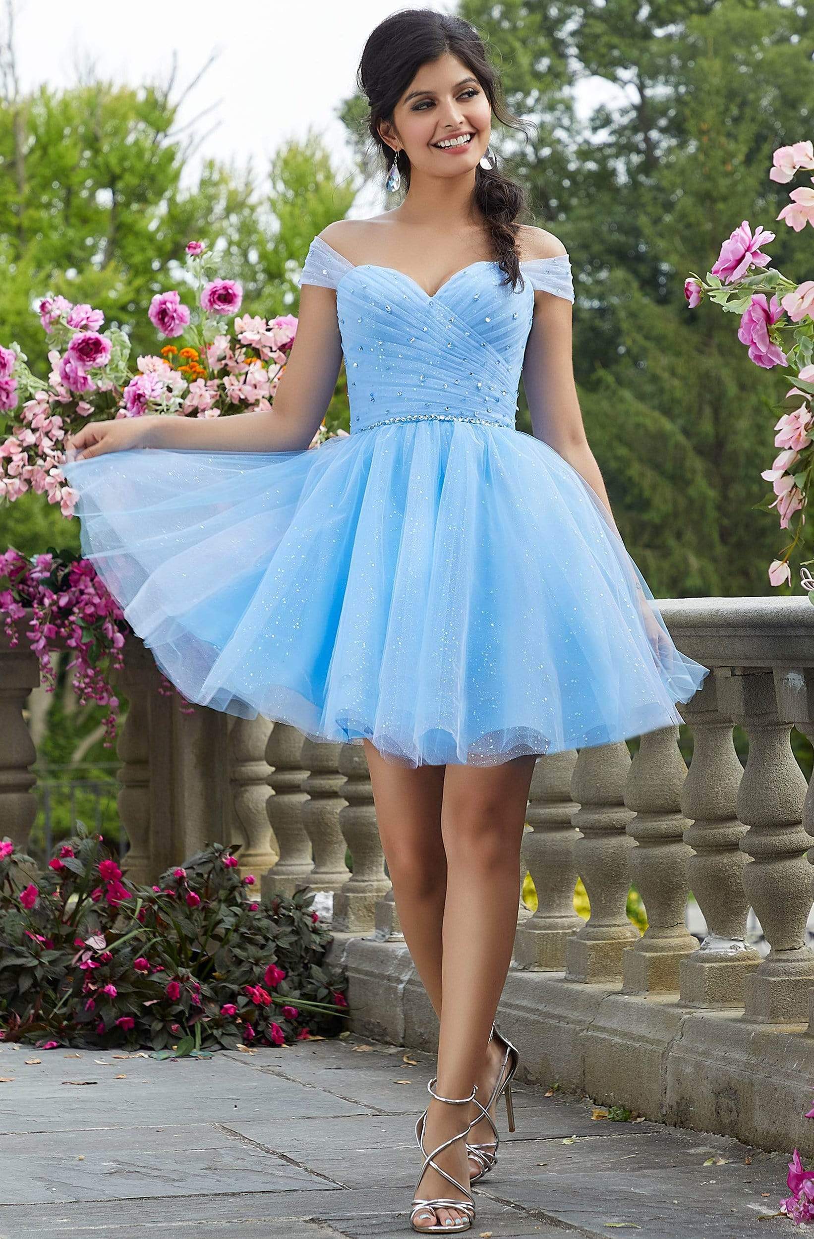 Mori Lee - 9535 Beaded Glitter Tulle Lace-Up Back Cocktail Dress Couture Candy Mori Lee - 9535 Beaded Glitter Tulle Lace-Up Back Cocktail Dress Couture Candy