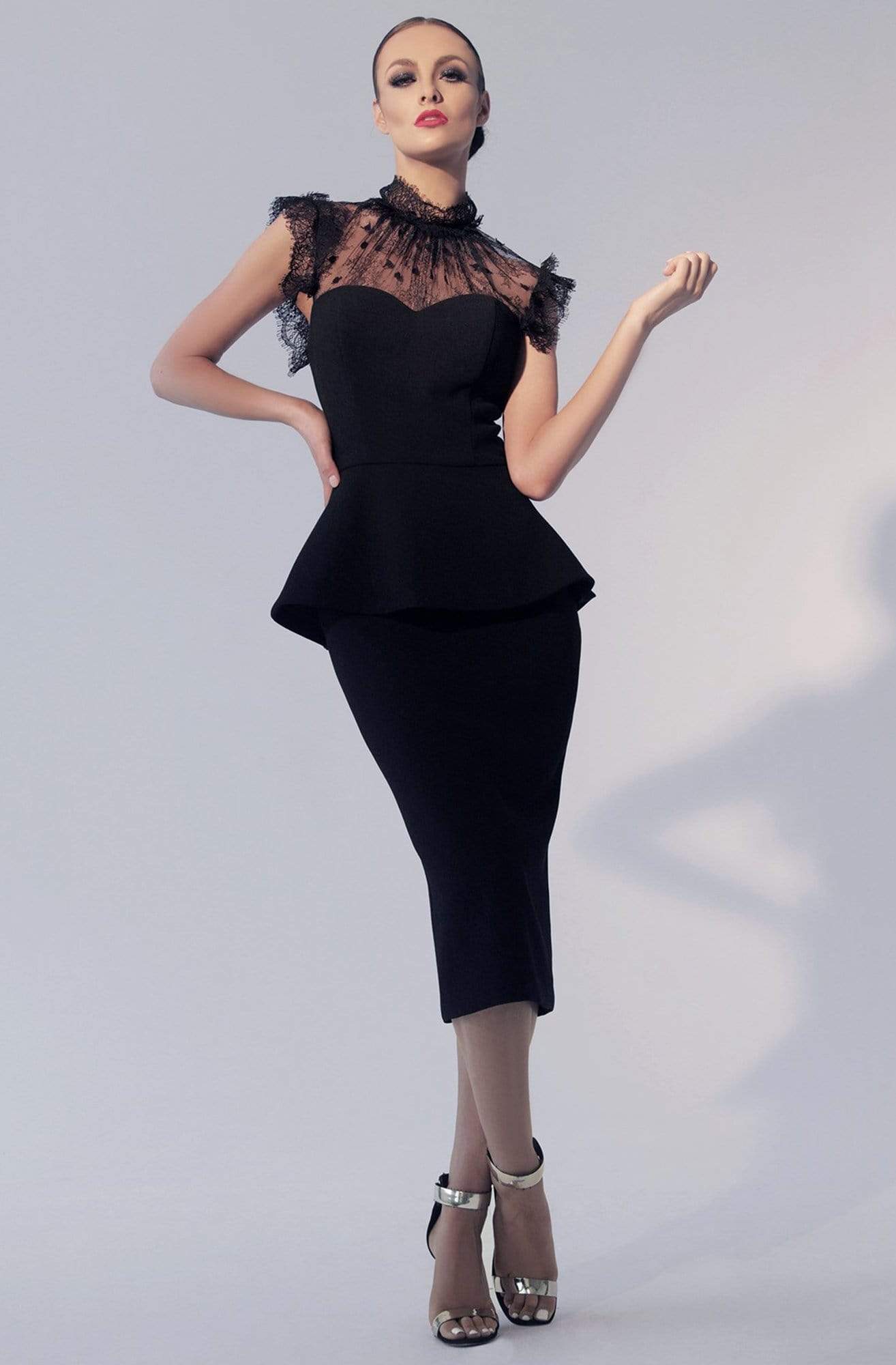 Nicole Bakti - 605 Illusion High Neck Peplum Cocktail Dress 6 / Champagne - Shop Nicole Bakti dresses on Couture Candy at CoutureCandy.com Nicole Bakti - 605 Illusion High Neck Peplum Cocktail Dress 6 / Champagne - Shop Nicole Bakti dresses on Couture Candy at CoutureCandy.com