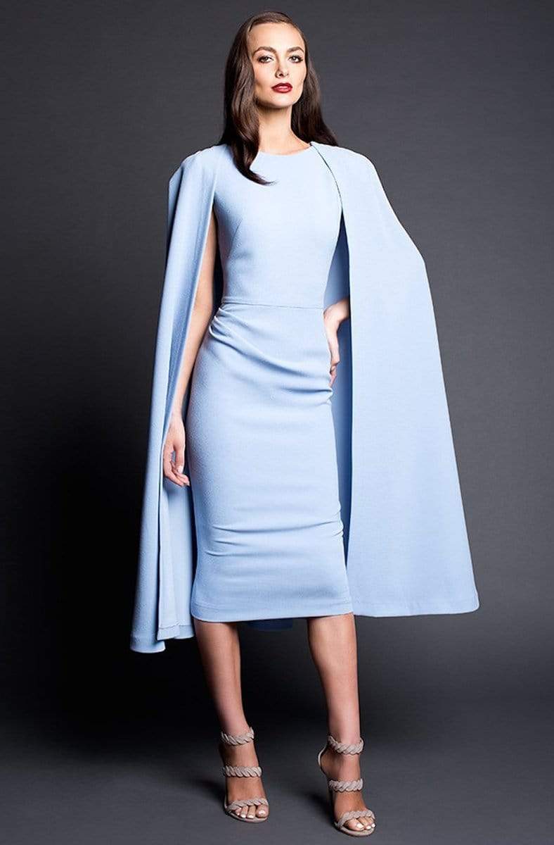 Nicole Bakti - 659 Cape Sleeve Knee Length Sheath Dress Couture Candy Nicole Bakti - 659 Cape Sleeve Knee Length Sheath Dress Couture Candy