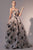 Nicole Bakti - 6797 Illusion Scoop Metallic Floral Print Gown Evening Dresses