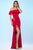 Nicole Bakti - 6805 Asymmetric Neck Ruffle Accented Sheath Dress Prom Dresses 0 / Red
