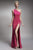 Nicole Bakti - 6863 Sleeveless One Shoulder High Slit Sheath Dress, Sweep train Evening Dresses 0 / Fushia
