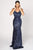 Nicole Bakti - 6969 Embellished Plunging V-neck Trumpet Dress Evening Dresses 0 / Royal