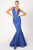 Nicole Bakti - 6983 Deep V-neck Mermaid Dress With Open Back Evening Dresses 0 / Royal