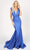 Nicole Bakti - 6995 Plunging Ruche-Adorned Mermaid Gown Evening Dresses 0 / Royal