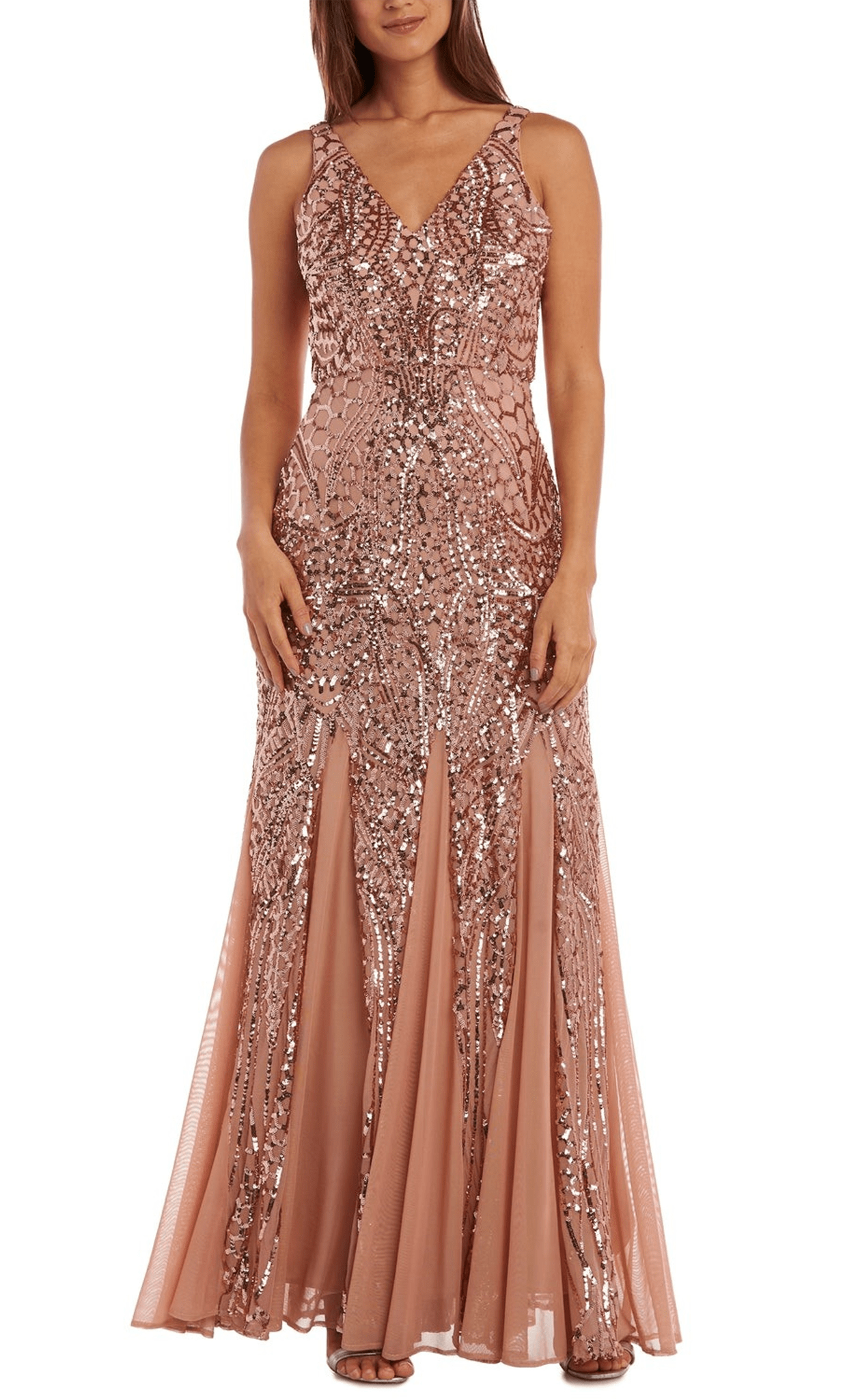 Nightway 21685 - V-Neck Sequin Godets Evening Gown Couture Candy Nightway 21685 - V-Neck Sequin Godets Evening Gown Couture Candy