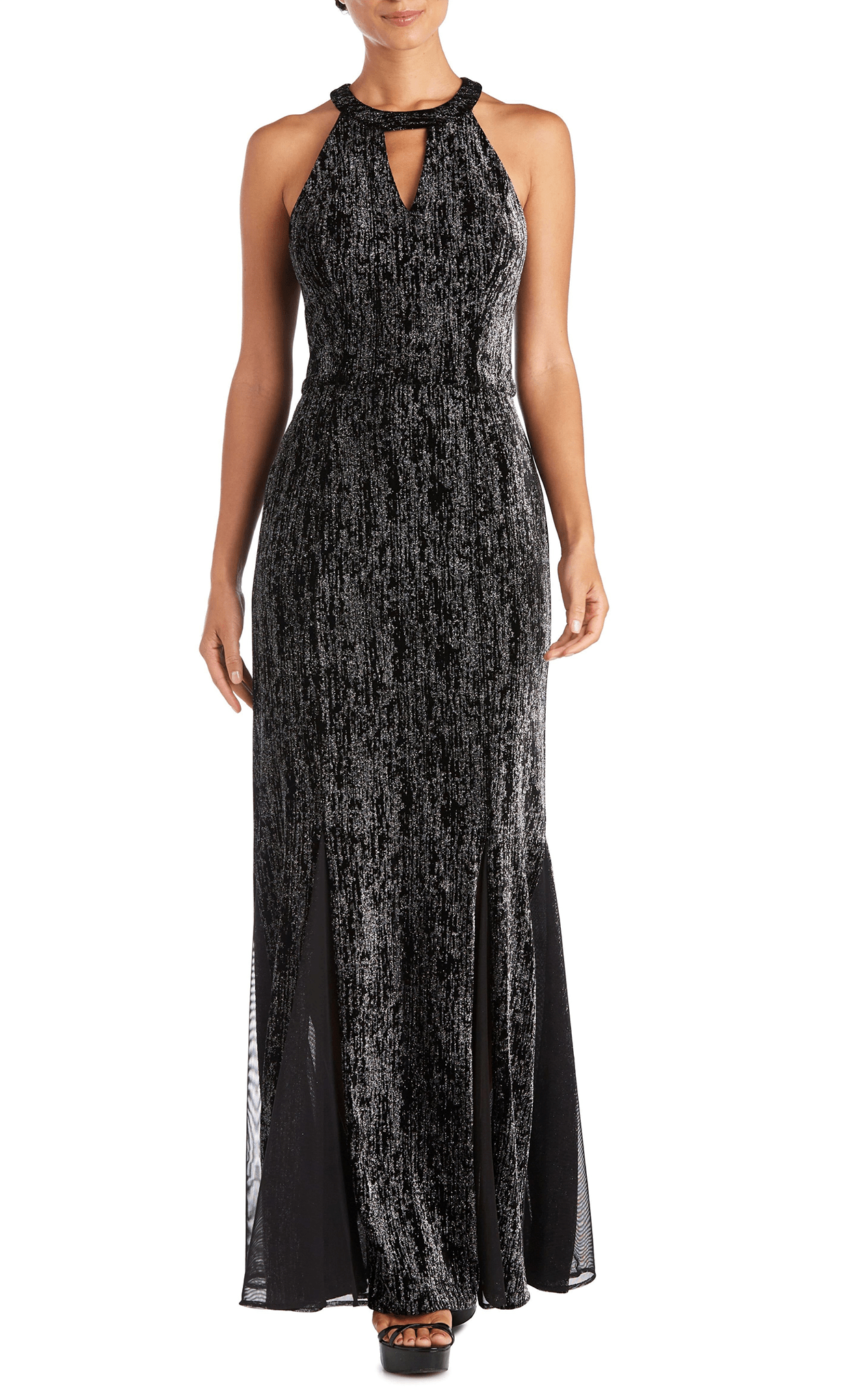 Nightway 22030 - Halter Metallic A-Lin Evening Gown Nightway 22030 - Halter Metallic A-Lin Evening Gown