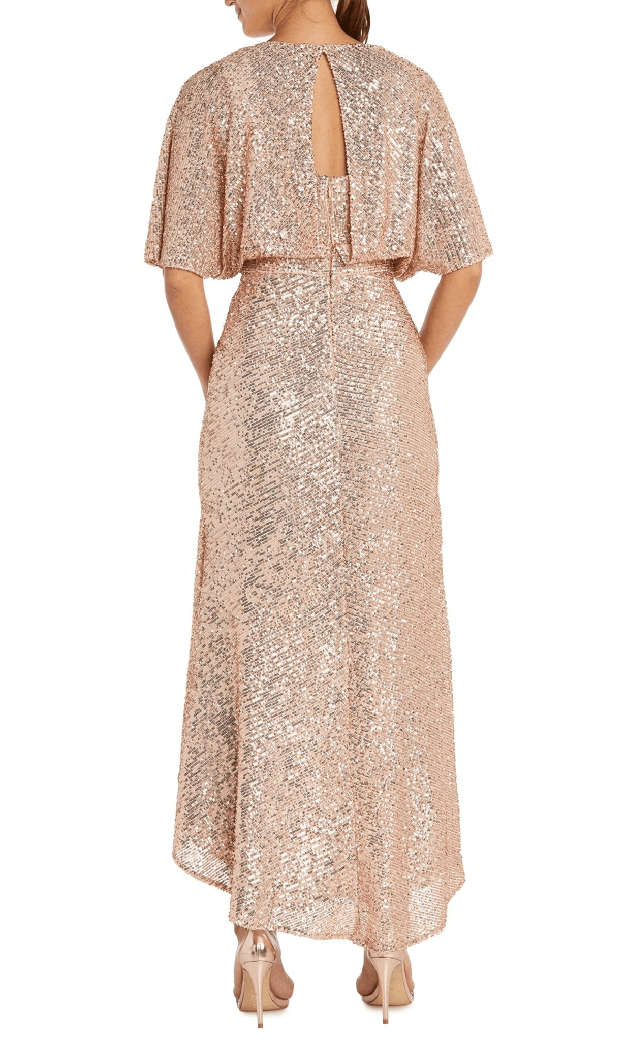 Nightway 22103 - Sequined Blouson High Low Dress Nightway 22103 - Sequined Blouson High Low Dress