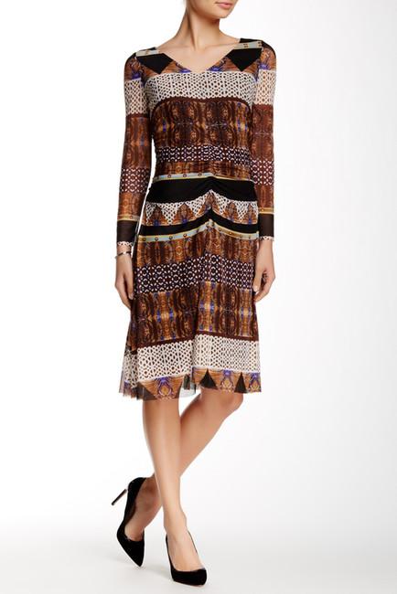 Nine West - 10571282-X51 Printed Ruched Long Sleeves Dress Nine West - 10571282-X51 Printed Ruched Long Sleeves Dress
