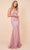 Nox Anabel - A398 Sleeveless V Neck Beaded Lace Applique Trumpet Gown Evening Dresses 4 / Rose