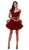 Nox Anabel - A613 Off Shoulder Crop Top Ruffled Skirt Party Dress Special Occasion Dress XS / Burgundy