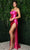 Nox Anabel E1042 - Cowl Neck High Slit Evening Gown In Pink