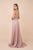 Nox Anabel - E184 Ruched Halter Bodice Metallic High Slit Gown Special Occasion Dress