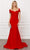 Nox Anabel - E497 Off-Shoulder Sleek Pleats Mermaid Gown Evening Dresses 2 / Red