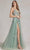 Nox Anabel G1149 - Embroidered Plunging V-Neck Prom Gown Prom Dresses 00 / Sage Green