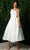 Nox Anabel JE931W - Asymmetrical Neckline Tea-Length Dress Cocktail Dresses