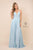 Nox Anabel - R416 Lace-up Open Back Beaded Waist A-Line Prom Dress Prom Dresses 4 / Pale Turquoise