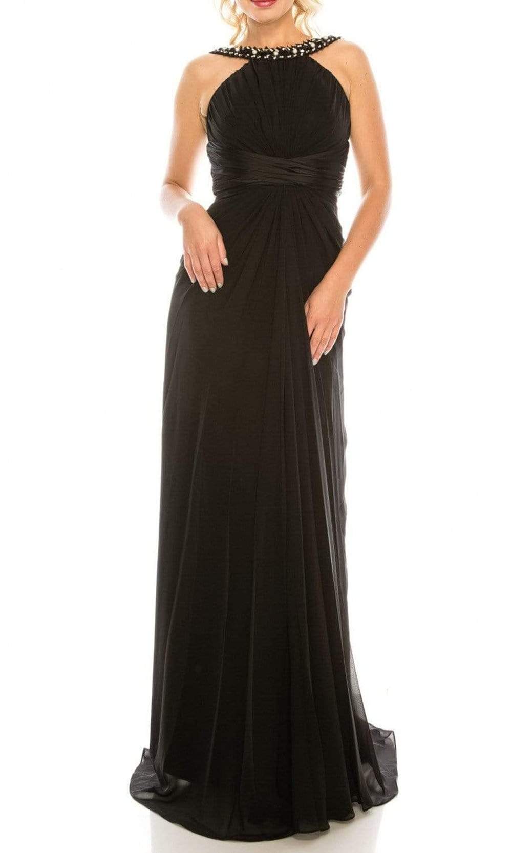 Odrella - 1698 Gathered Embellished Halter Crepe Chiffon Evening Dress Couture Candy Odrella - 1698 Gathered Embellished Halter Crepe Chiffon Evening Dress Couture Candy